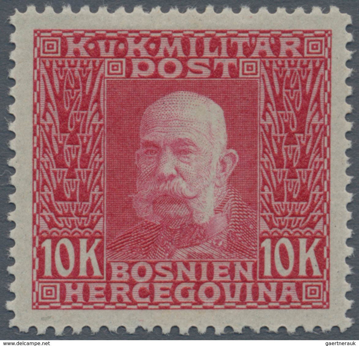 Österreich - Verrechnungsmarken: 1914, Freimarken Kaiser Franz Joseph, 10 Kr. Höchstwert, Fünf Probe - Steuermarken