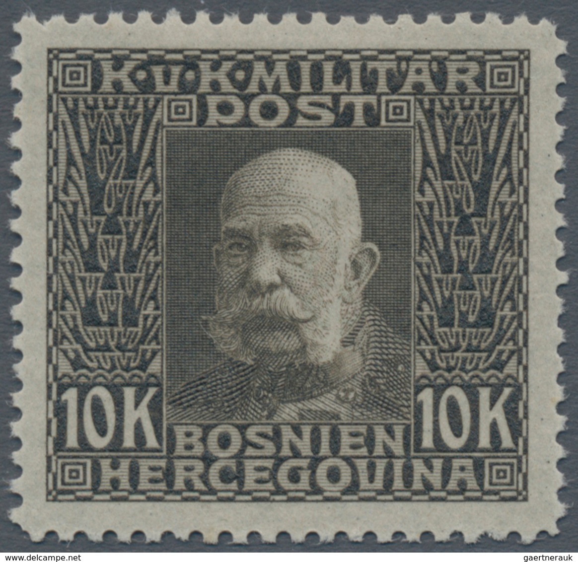 Österreich - Verrechnungsmarken: 1914, Freimarken Kaiser Franz Joseph, 10 Kr. Höchstwert, Fünf Probe - Steuermarken