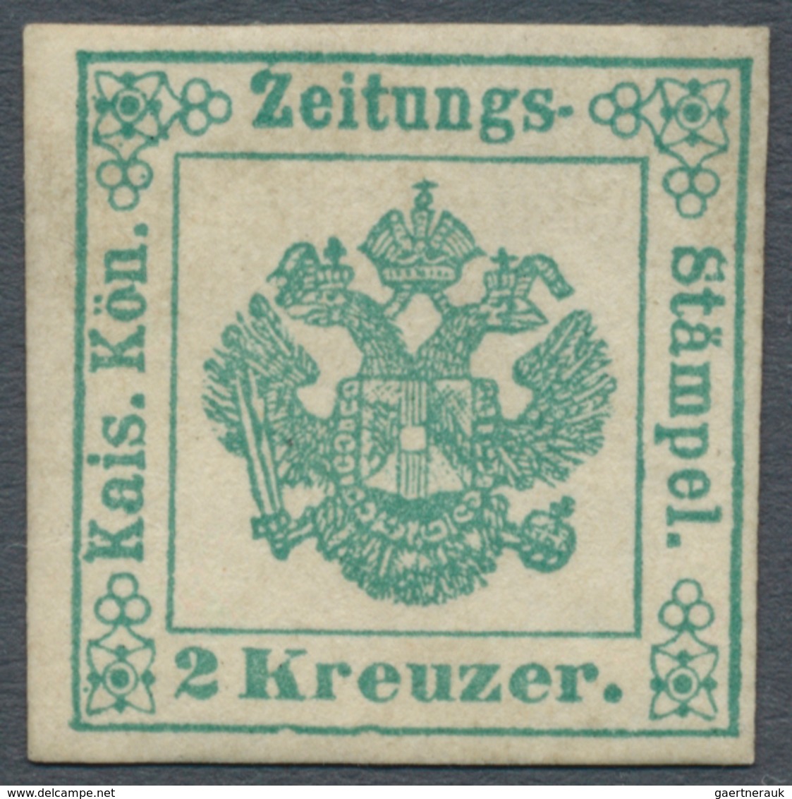 Österreich - Zeitungsstempelmarken: 1853, 2 Kreuzer Blaugrün, Type I B, In Heller Farbnuance, Allsei - Newspapers