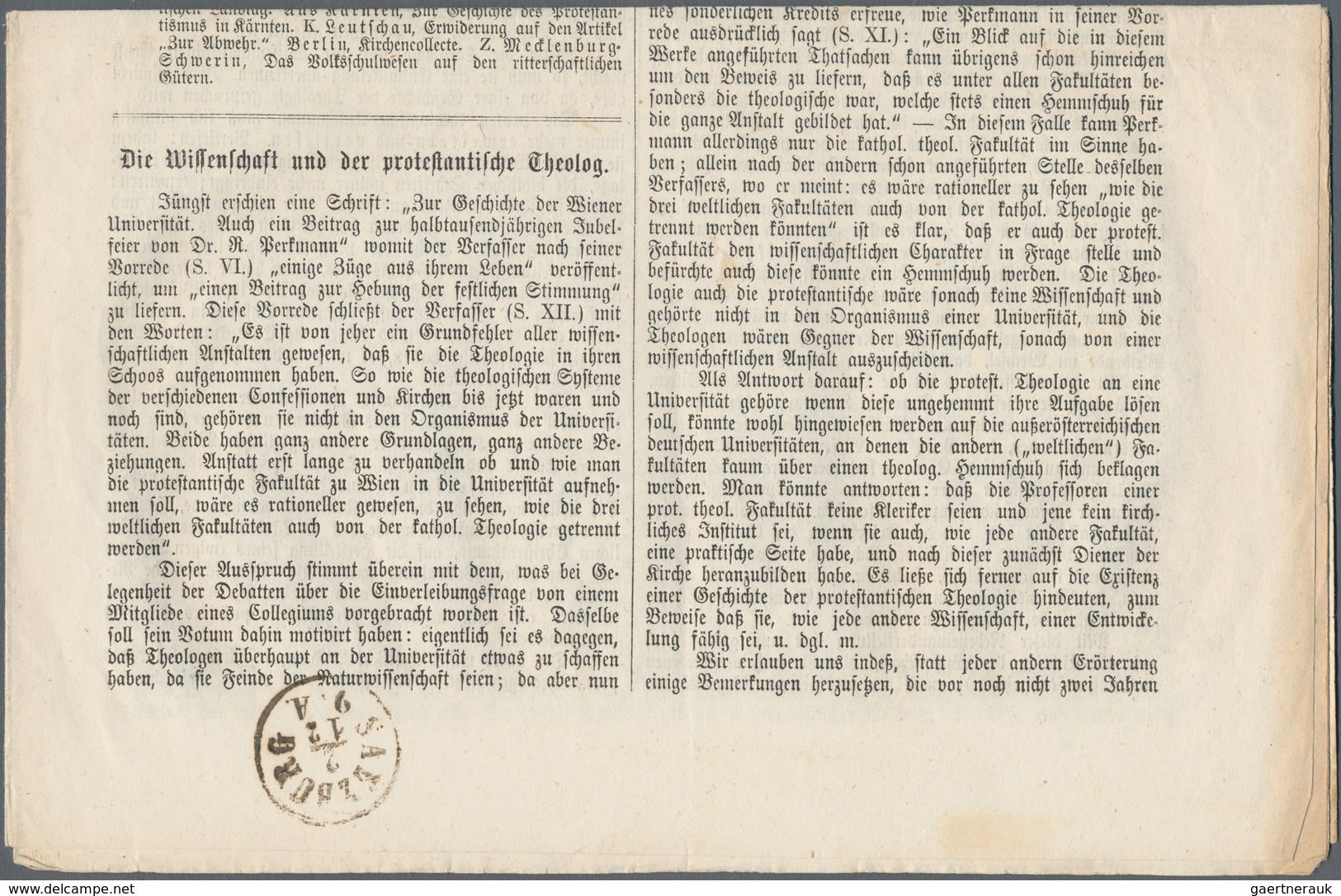 Österreich - Zeitungsstempelmarken: 1877, Zeitungsstempelmarke 1 Kreuzer Blau, Type II B, Allseits V - Zeitungsmarken