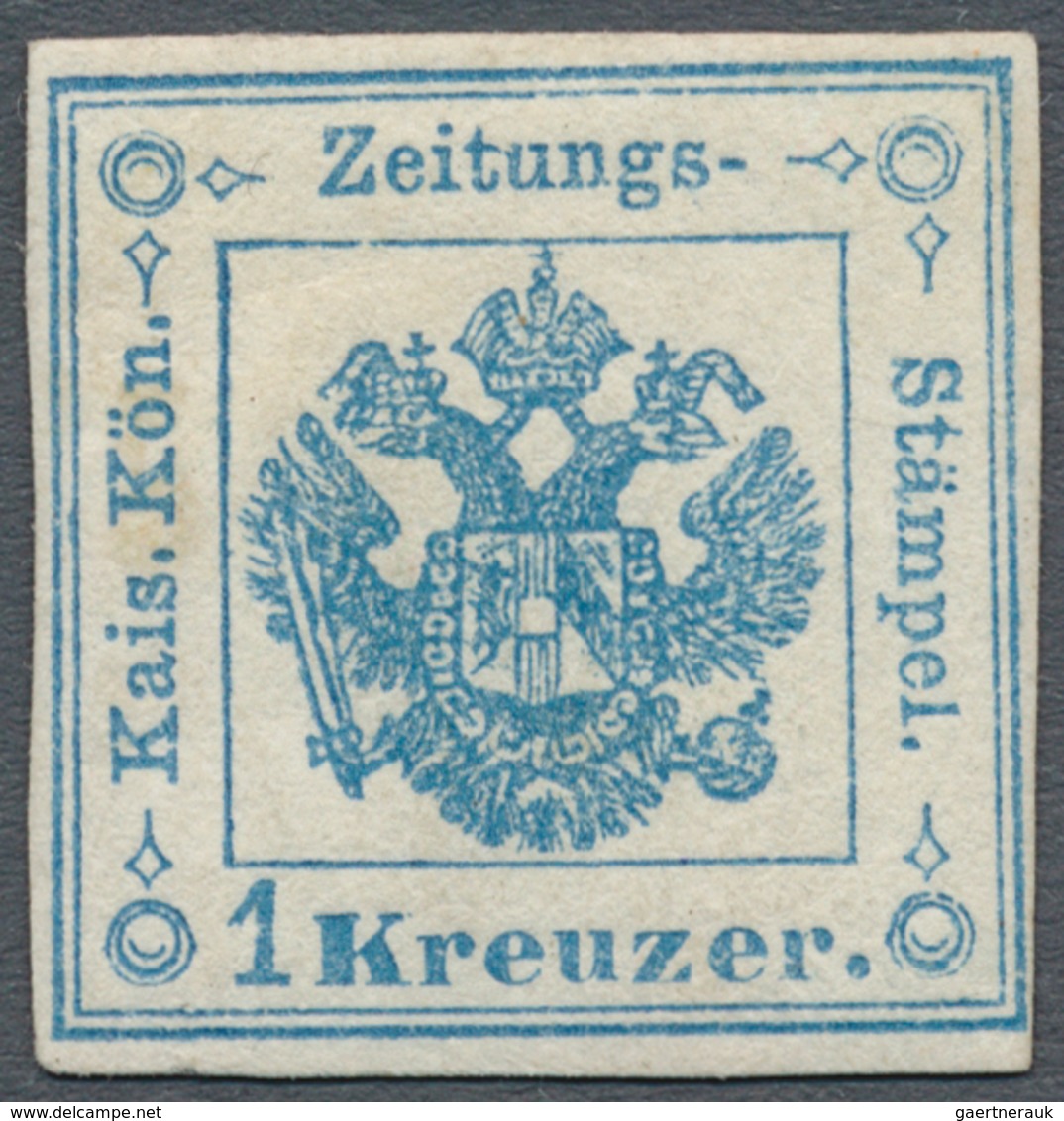 Österreich - Zeitungsstempelmarken: 1859, 1 Kreuzer Hellblau, Type I (sogenanntes "Provisorium"), Re - Zeitungsmarken