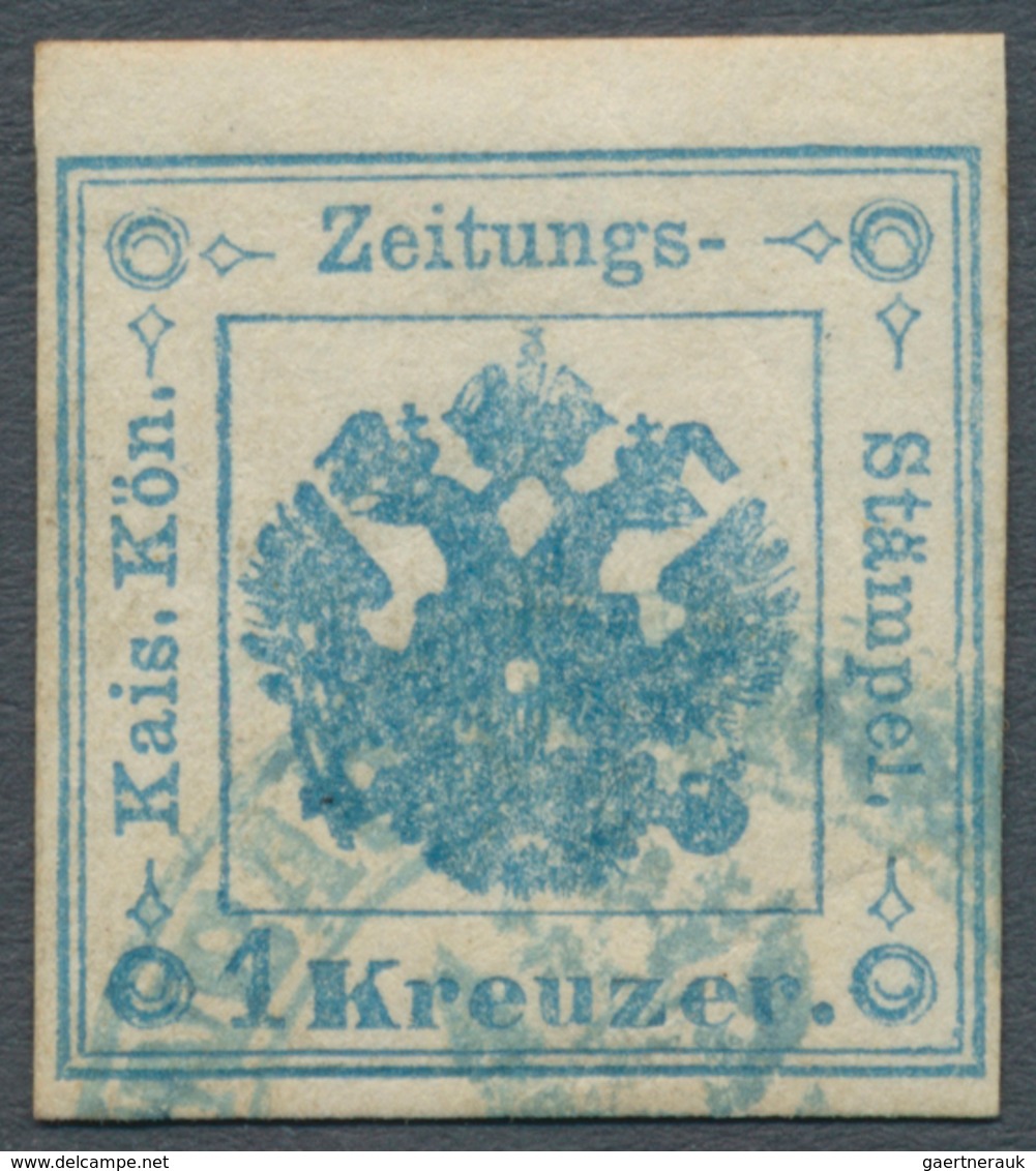 Österreich - Zeitungsstempelmarken: 1859, 1 Kreuzer Hellblau, Type I (sogenanntes "Provisorium"), Al - Zeitungsmarken