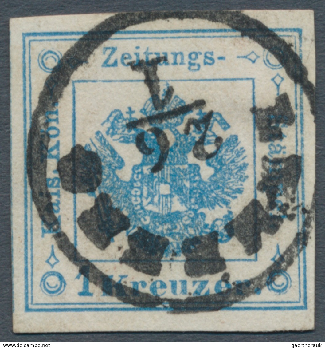 Österreich - Zeitungsstempelmarken: 1859, 1 Kreuzer Hellblau, Type I (sogenanntes "Provisorium"), Al - Newspapers
