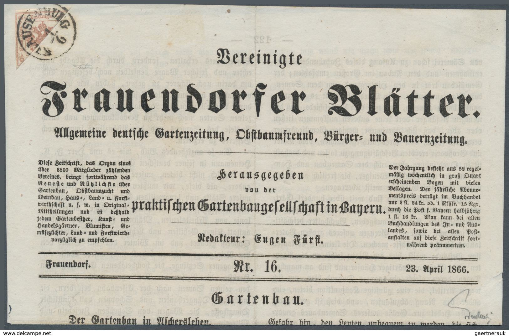 Österreich - Zeitungsstempelmarken: 1877, 2 Kreuzer Rötlichbraun, Type I A, Diagonal Von Rechts Oben - Zeitungsmarken