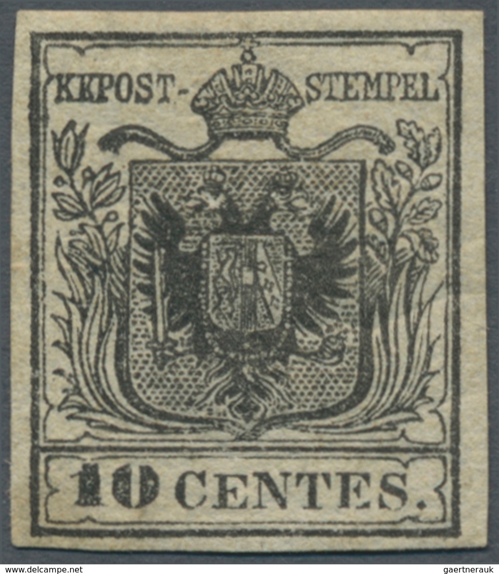 Österreich - Lombardei Und Venetien: 1850, 10 C Tiefschwarz, Type Ib Auf Handpapier, Postfrisches (! - Lombardo-Venetien