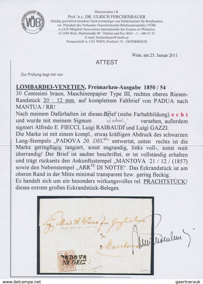 Österreich - Lombardei Und Venetien: 1850, 30 C Braun, Maschinenpapier, Unfassbar Breitrandige Recht - Lombardy-Venetia