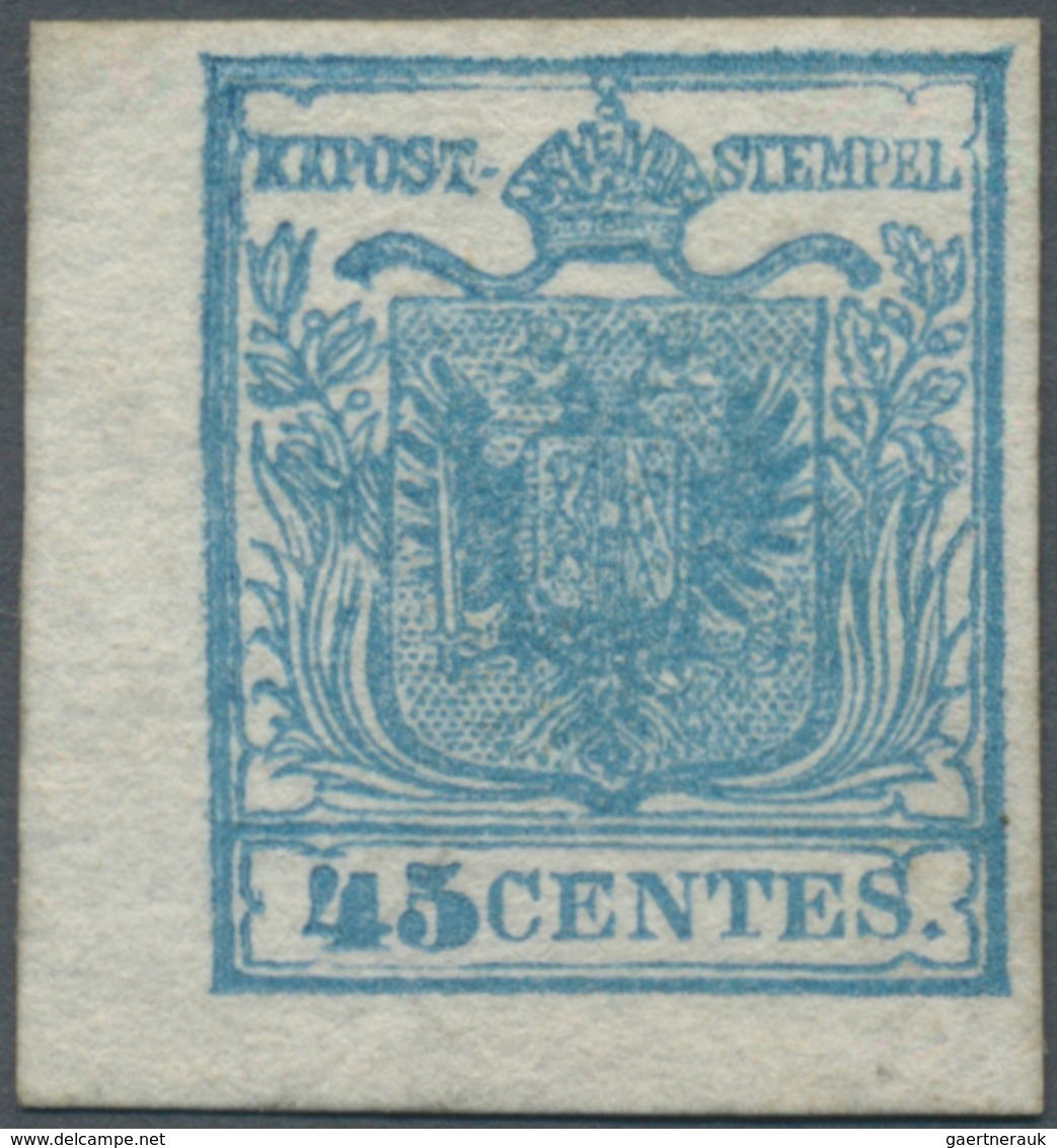 Österreich - Lombardei Und Venetien: 1850, 45 C Hellblau, Type I Auf Handpapier, Engster Waagerechte - Lombardo-Venetien