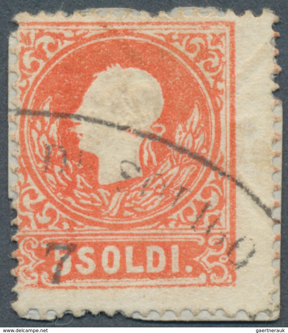 Österreich - Lombardei Und Venetien: 1858/1859, 5 Soldi Rot, Type II, Mit Vorderseitigem DOPPELDRUCK - Lombardo-Venetien