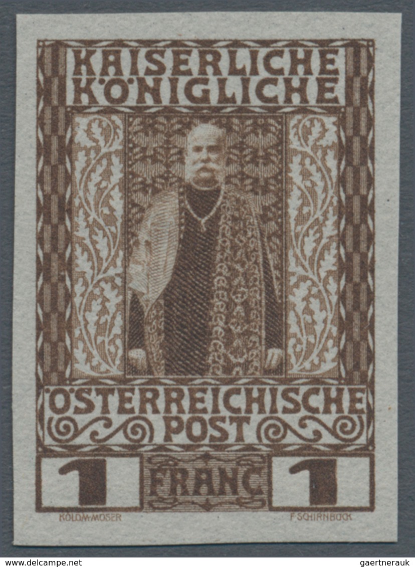 Österreichische Post auf Kreta: 1908, Regierungs-Jubiläum 5 C bis 1 Franc UNGEZÄHNTE ANDRUCKE komple