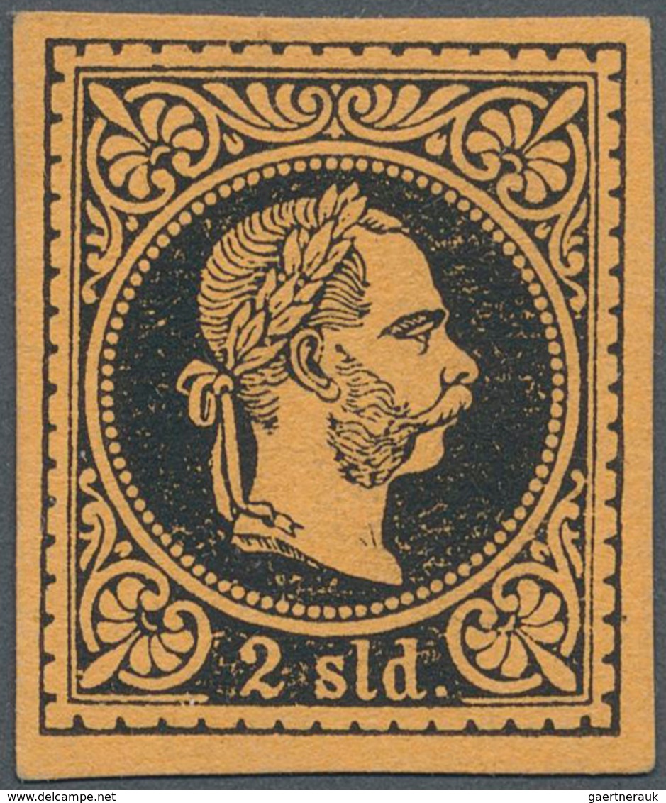 Österreichische Post In Der Levante: 1867, Zwei Ungezähnte Schwarze Probe-Andrucke Franz Joseph Im M - Eastern Austria
