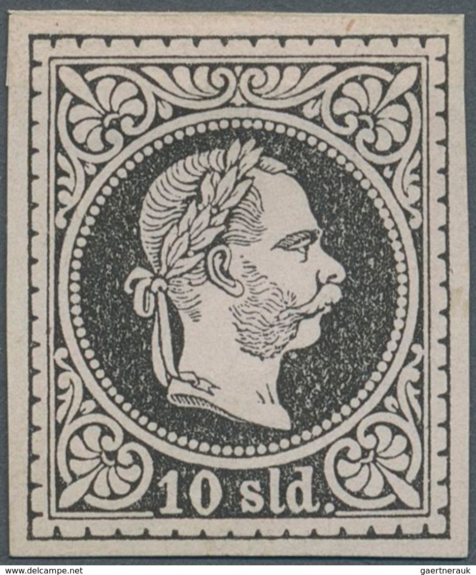 Österreichische Post In Der Levante: 1867, Zwei Ungezähnte Schwarze Probe-Andrucke Franz Joseph Im M - Eastern Austria