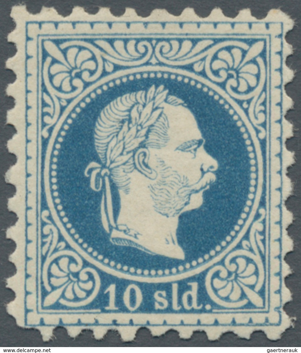 Österreichische Post In Der Levante: 1876, Franz Joseph Im Medaillon 10 Soldi Blau, Feiner Druck Mit - Levante-Marken