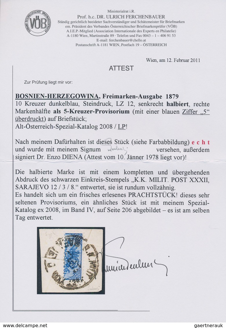 Bosnien Und Herzegowina (Österreich 1879/1918): 1879, "5 KREUZER PROVISORIUM" Mit Blauem "5" Aufdruc - Bosnien-Herzegowina