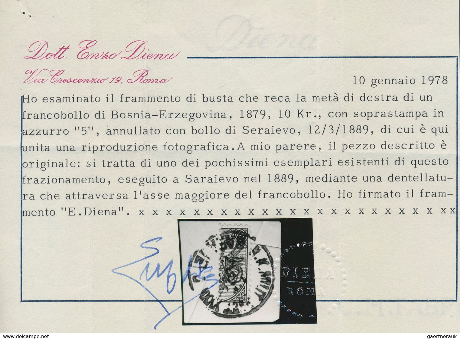 Bosnien Und Herzegowina (Österreich 1879/1918): 1879, "5 KREUZER PROVISORIUM" Mit Blauem "5" Aufdruc - Bosnia And Herzegovina