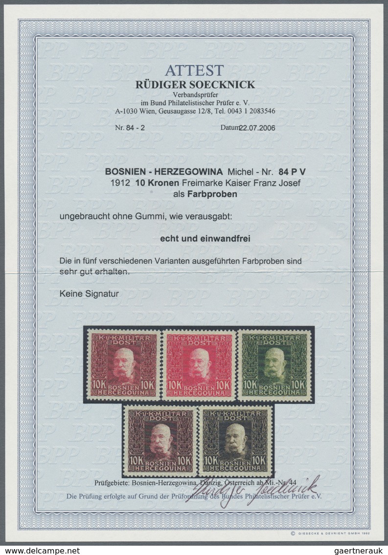 Bosnien und Herzegowina (Österreich 1879/1918): 1912, Freimarke 10 K. "Franz Joseph", fünf verschied