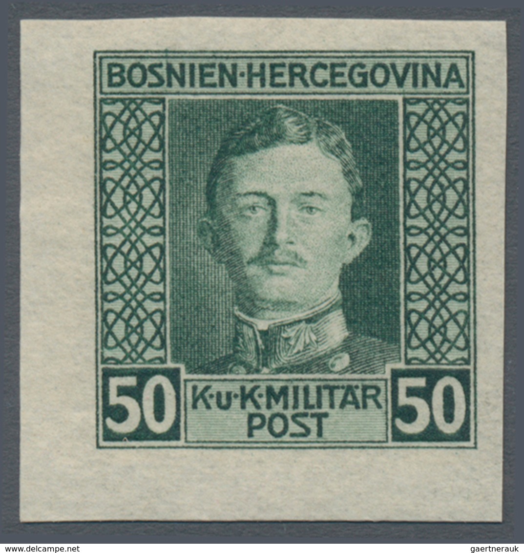 Bosnien Und Herzegowina (Österreich 1879/1918): 1917, Freimarken Kaiser Karl 3 H Bis 10 Kr. UNGEZÄHN - Bosnien-Herzegowina