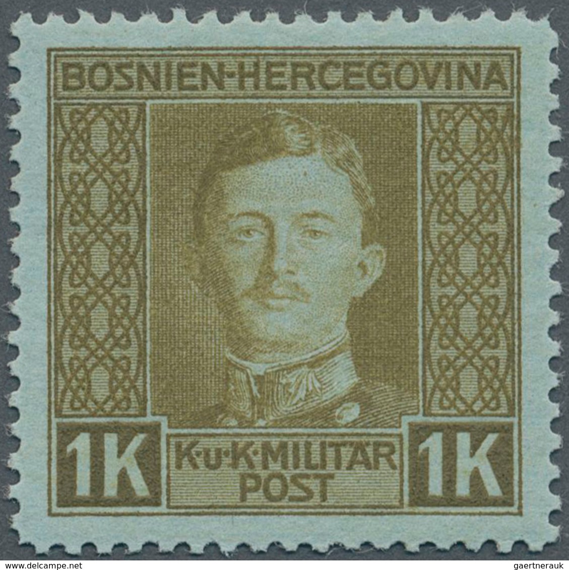 Bosnien Und Herzegowina (Österreich 1879/1918): 1918, 1 Kr. Olivgrün Auf Grünlich, Gezähnt, Nicht Ve - Bosnia And Herzegovina