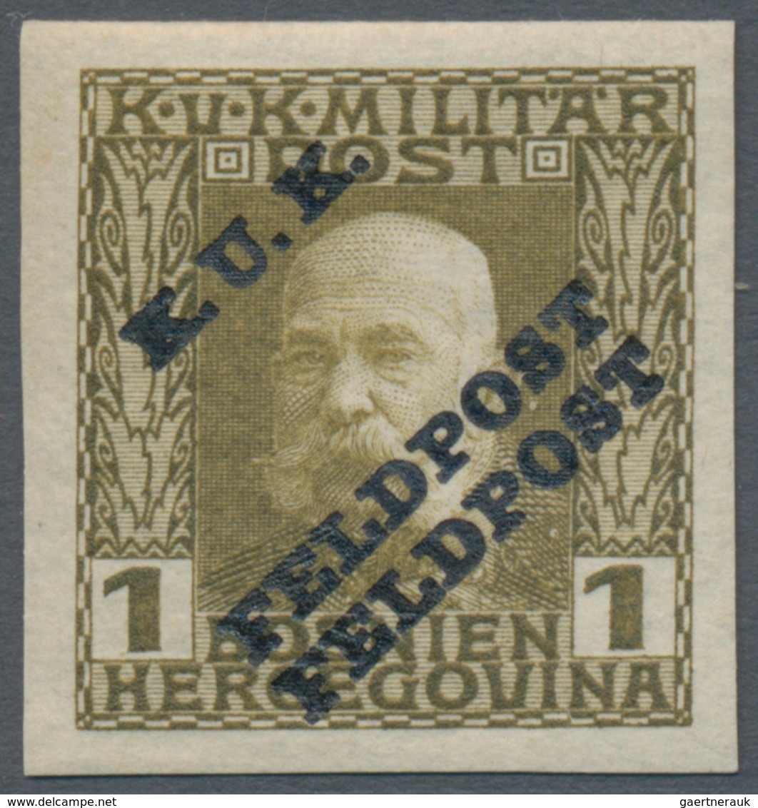 Österreichisch-Ungarische Feldpost - Allgemeine Ausgabe: 1915, 1 H - 10 K Franz Joseph Ungezähnt Mit - Sonstige & Ohne Zuordnung