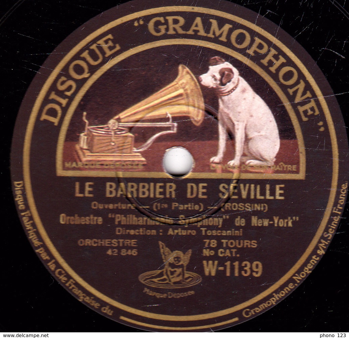 78 Trs 30 Cm Etat TB  LE BARBIER DE SEVILLE (ROSSINI) Ouverture 1re Et 2e Part; Orch."Philharmonto Symphony"de New-York - 78 Rpm - Schellackplatten