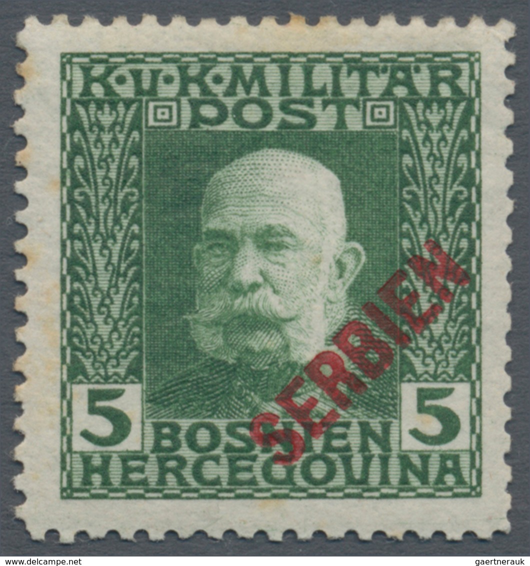 Österreichisch-Ungarische Feldpost - Serbien: 1916, Kaiser Franz Joseph 1 H bis 4 10 K kompletter Pr