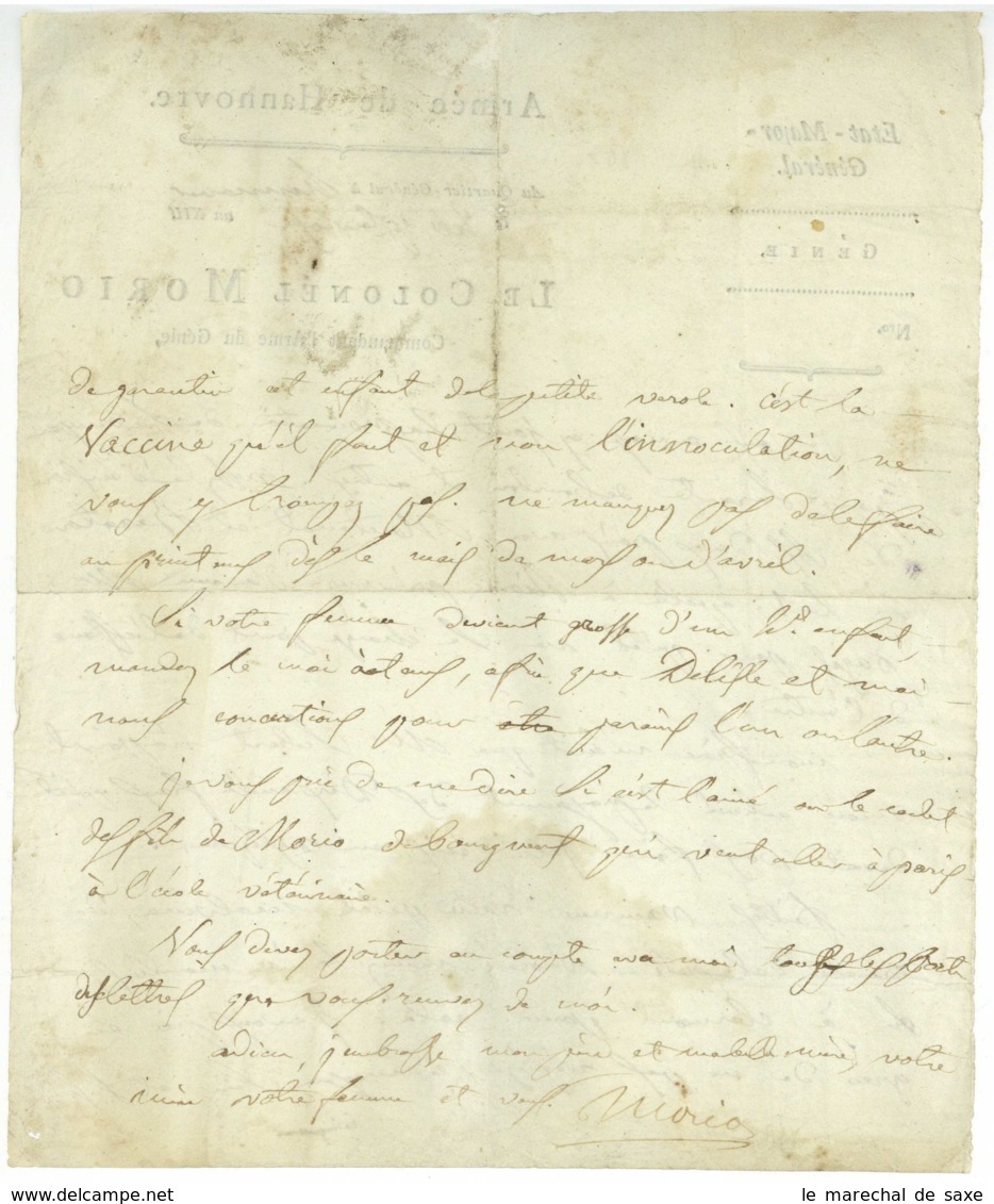 ARMEE DE HANOVRE - General MORIO (1771-1811) Autographe Hannover Royaume De Westphalie Westfalen Kassel - Historical Documents