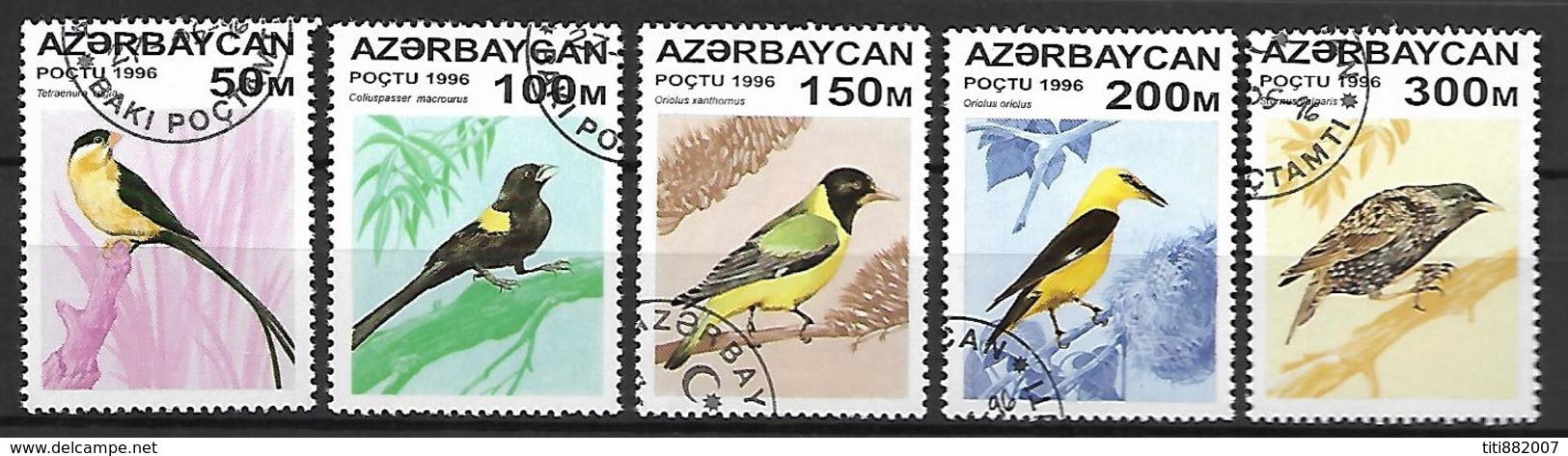 AZERBAIDJAN   -   1996 .  Y&T N° 276 à 280 Oblitérés .  Oiseaux - Aserbaidschan