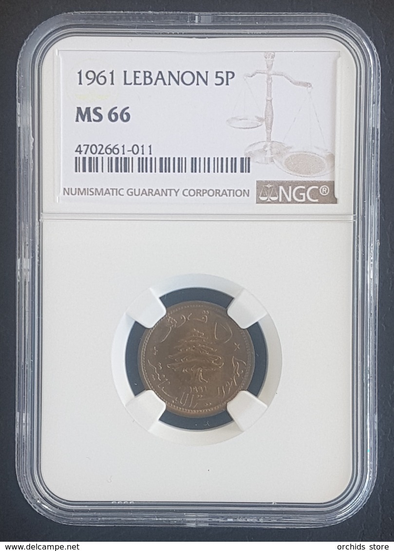 HX - Lebanon 1961 5 P Coin - NGC MS66 Uncirculated - Liban