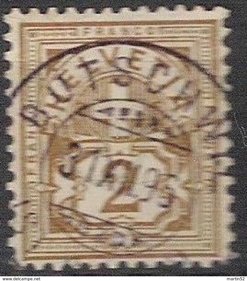 Schweiz Suisse 1894: Faser-Papier Melée Zu 58B Mi 50Y Yv 63 - 2c Olive Mit Voll-o BÜTSCHWIL 31.XII.96 (Zu CHF 1.00) - Oblitérés