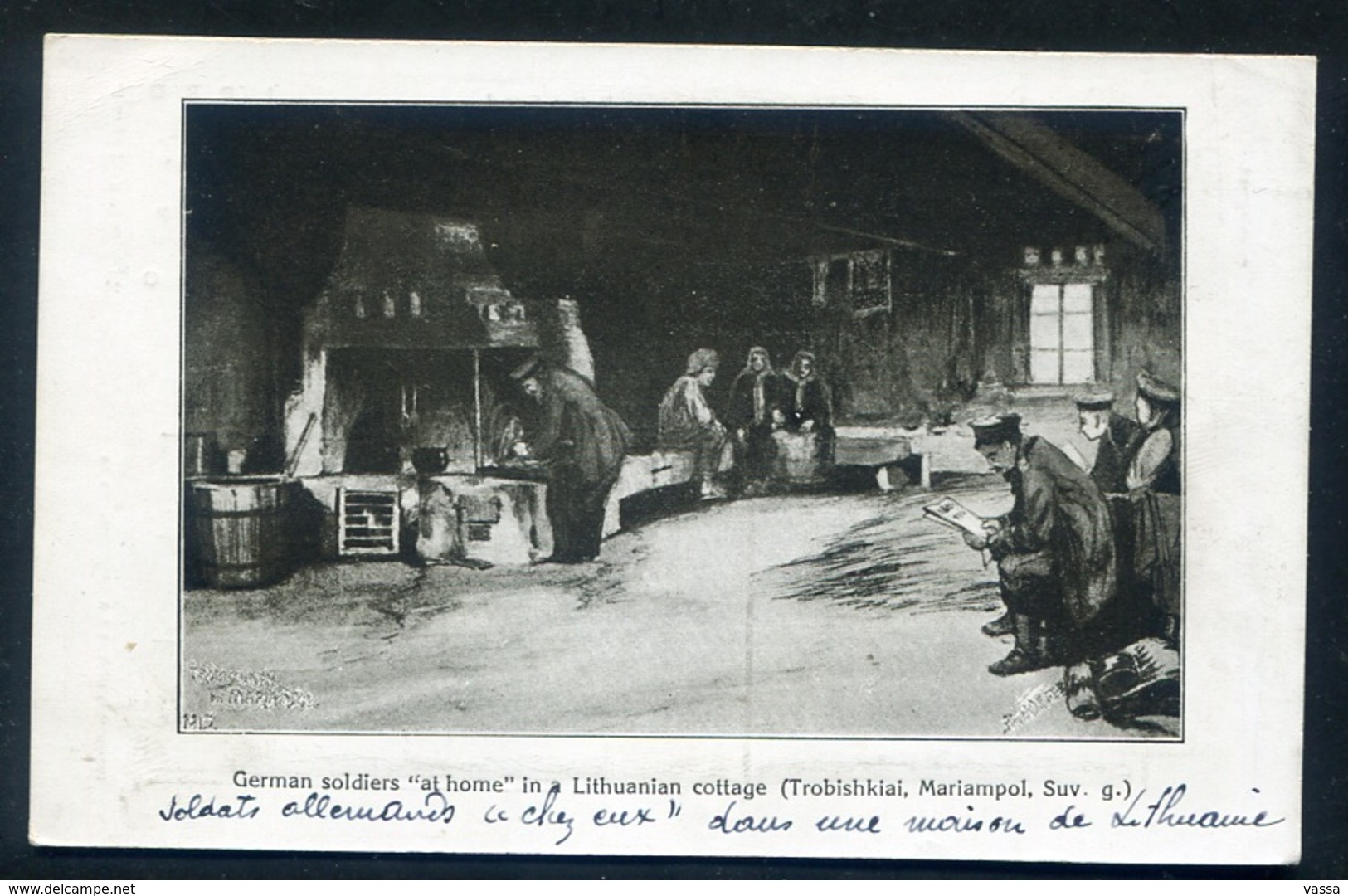 1915 - German Soldiers " At Home" In Lithuanian Cottage ( Trobishkiai ,Mariampol ) - Lituania - Litauen