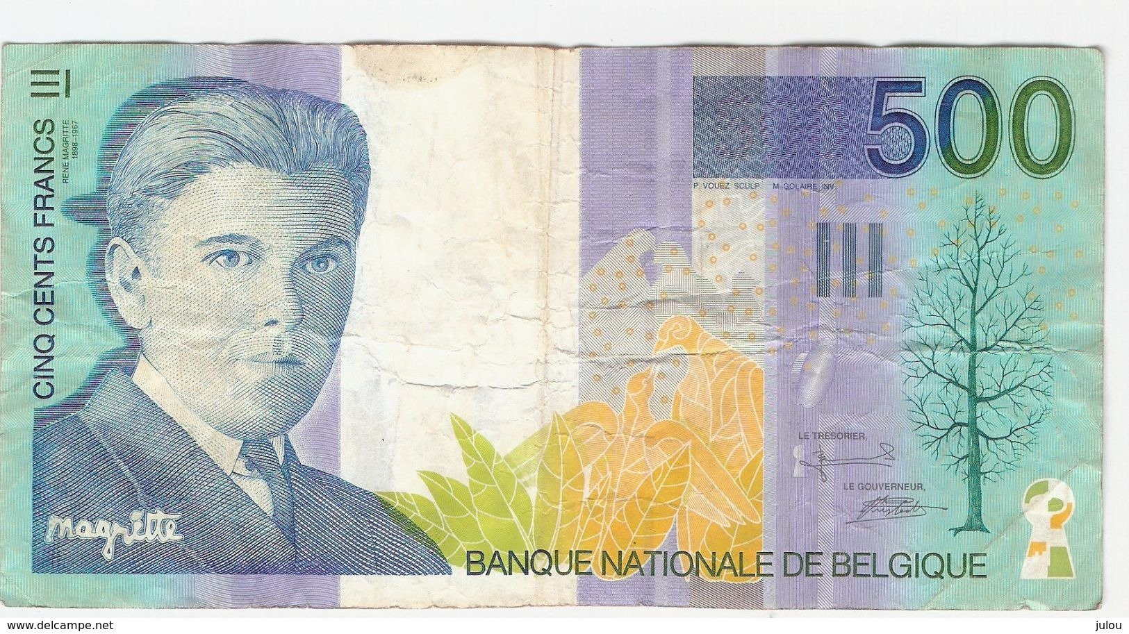 BELGIQUE  500 -MAGRITTE  N° 41700958663   VOIR 2 SCANS - 500 Francs