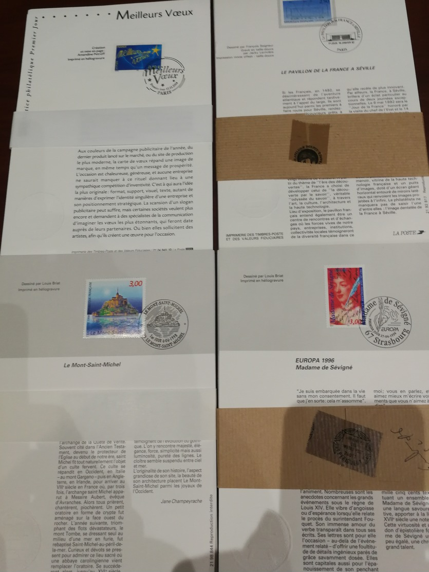 Collection De 620 Notices Philatéliques Premiers Jours - Période : 1992 - 2004 - PRIX DE DÉPART 1€ - Collections