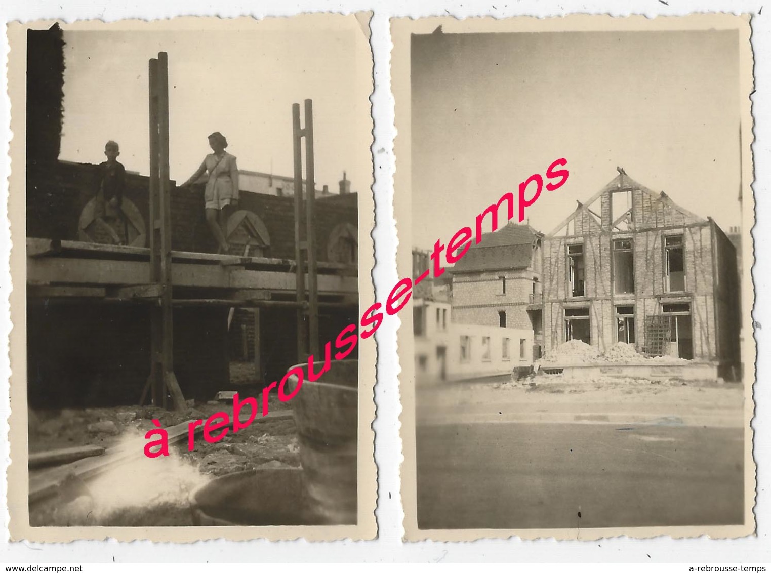 En 1947- Le Touquet-construction Tom Pouce ??? 2 Photos Format 8,5 X 6cm - Lieux