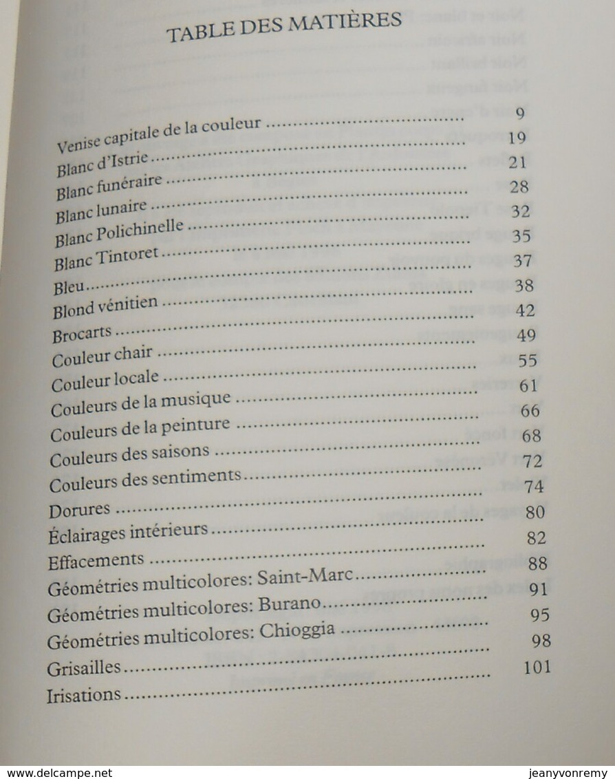 Dictionnaire Amoureux Et Savant Des Couleurs De Venise. Alain Buisine. 1998; - Wörterbücher