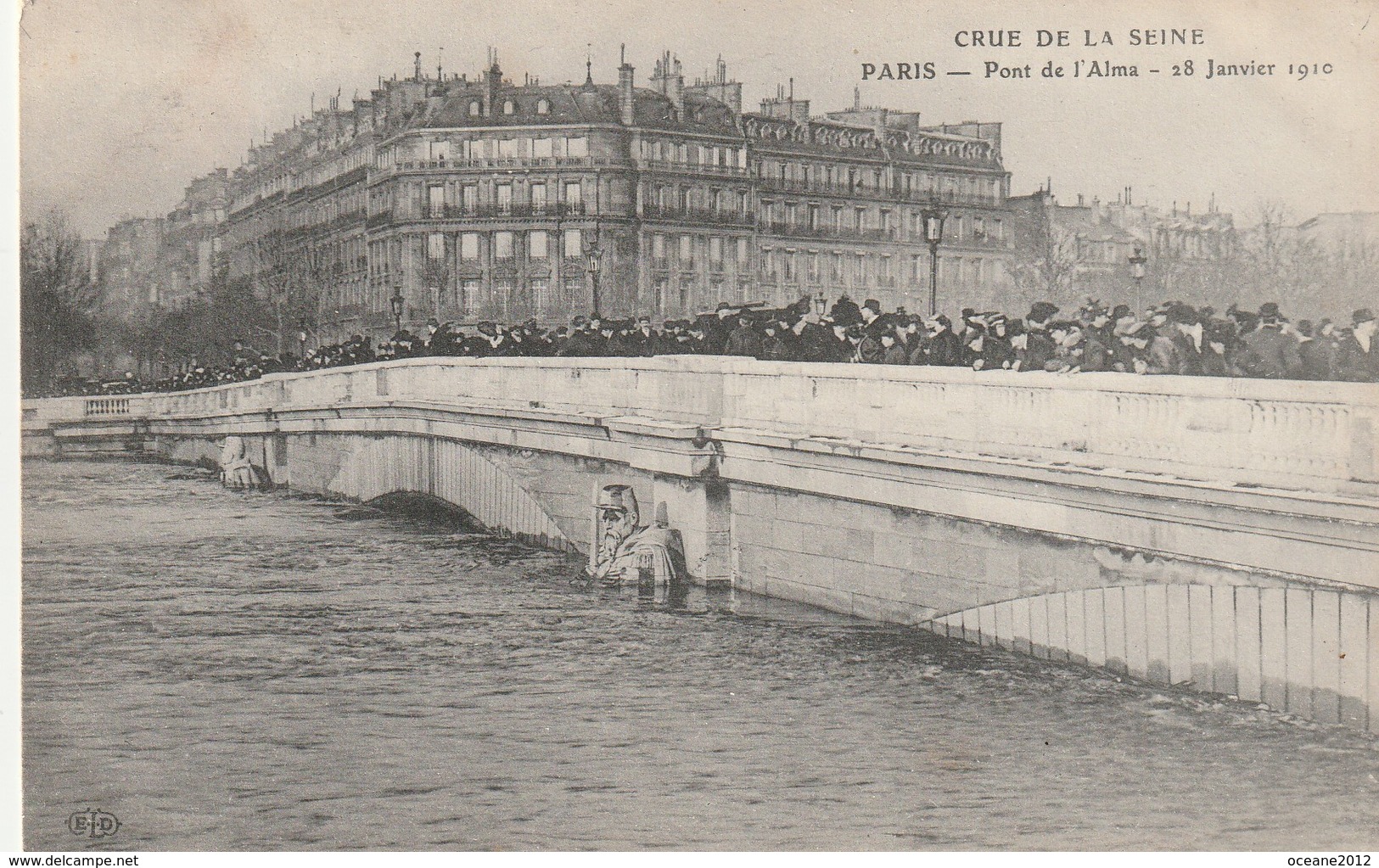 75 Paris. Crue De La Seine. Pont De L'Alma 28 Janvier 1910 - Other & Unclassified