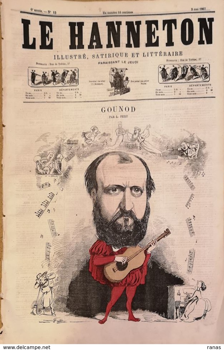 Revue Journal Le Hanneton Satirique Caricature  N° 12 De 1867 GOUNOD - 1850 - 1899