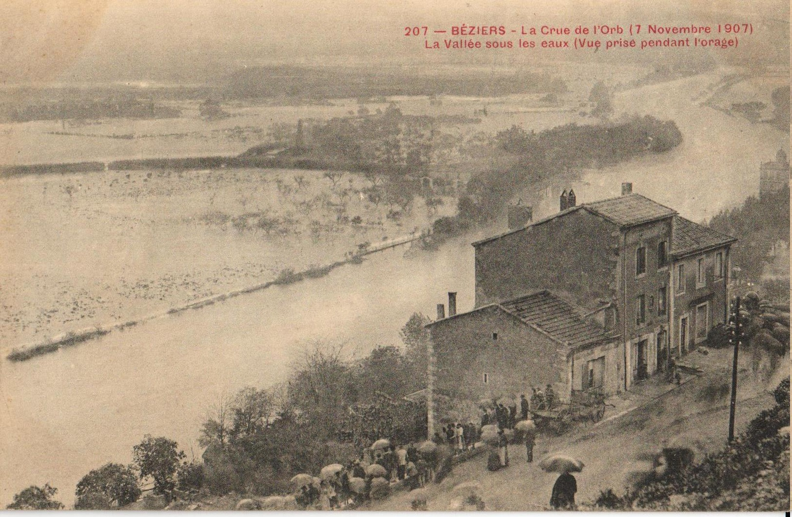 34 - BÉZIERS - LA CRUE DE L'ORB (7 NOVEMBRE 1907) - LA VALLÉE SOUS LES EAUX - Beziers