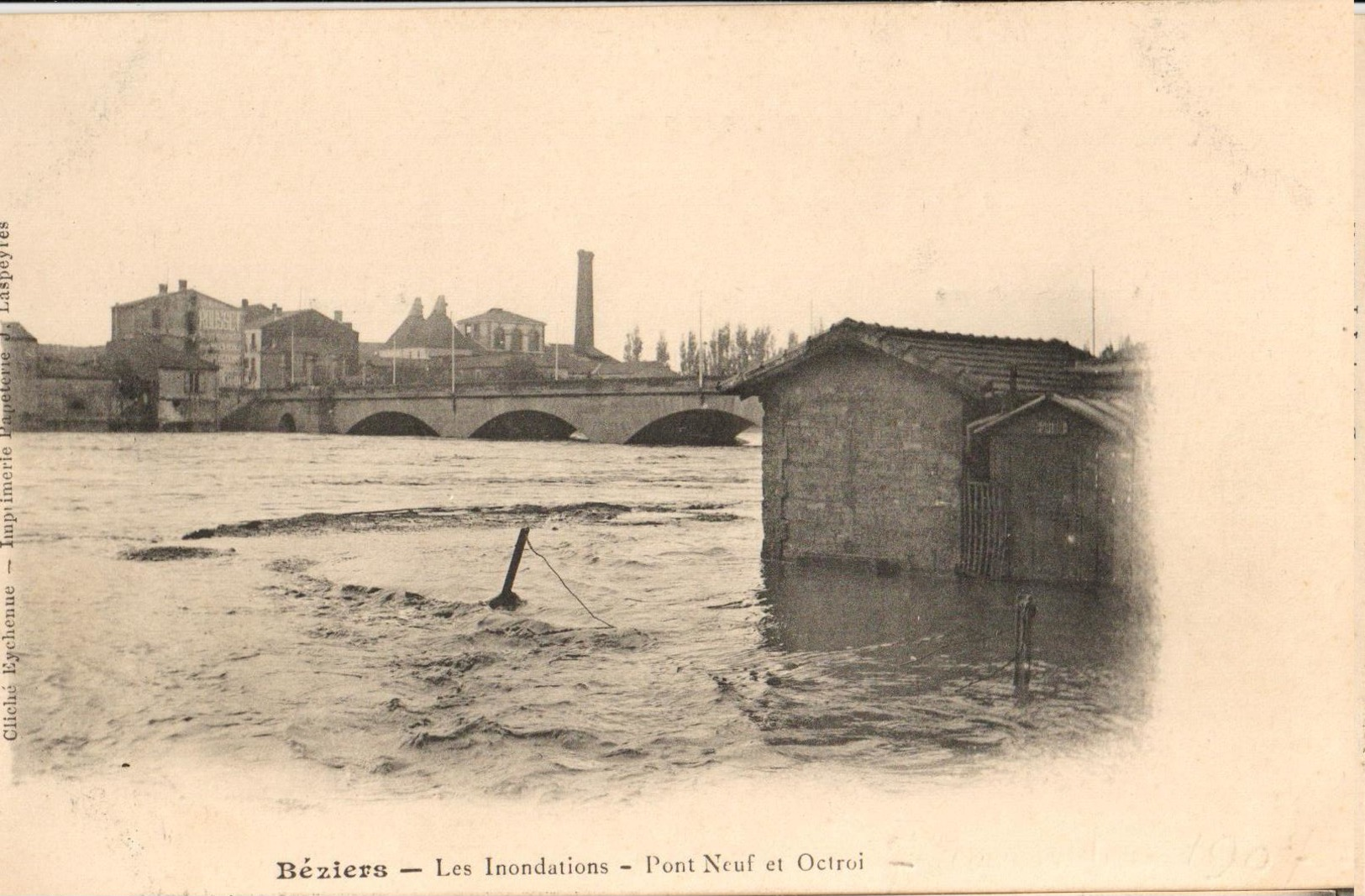 34 - BÉZIERS - LES INONDATIONS - PONT NEUF ET OCTROI - Beziers