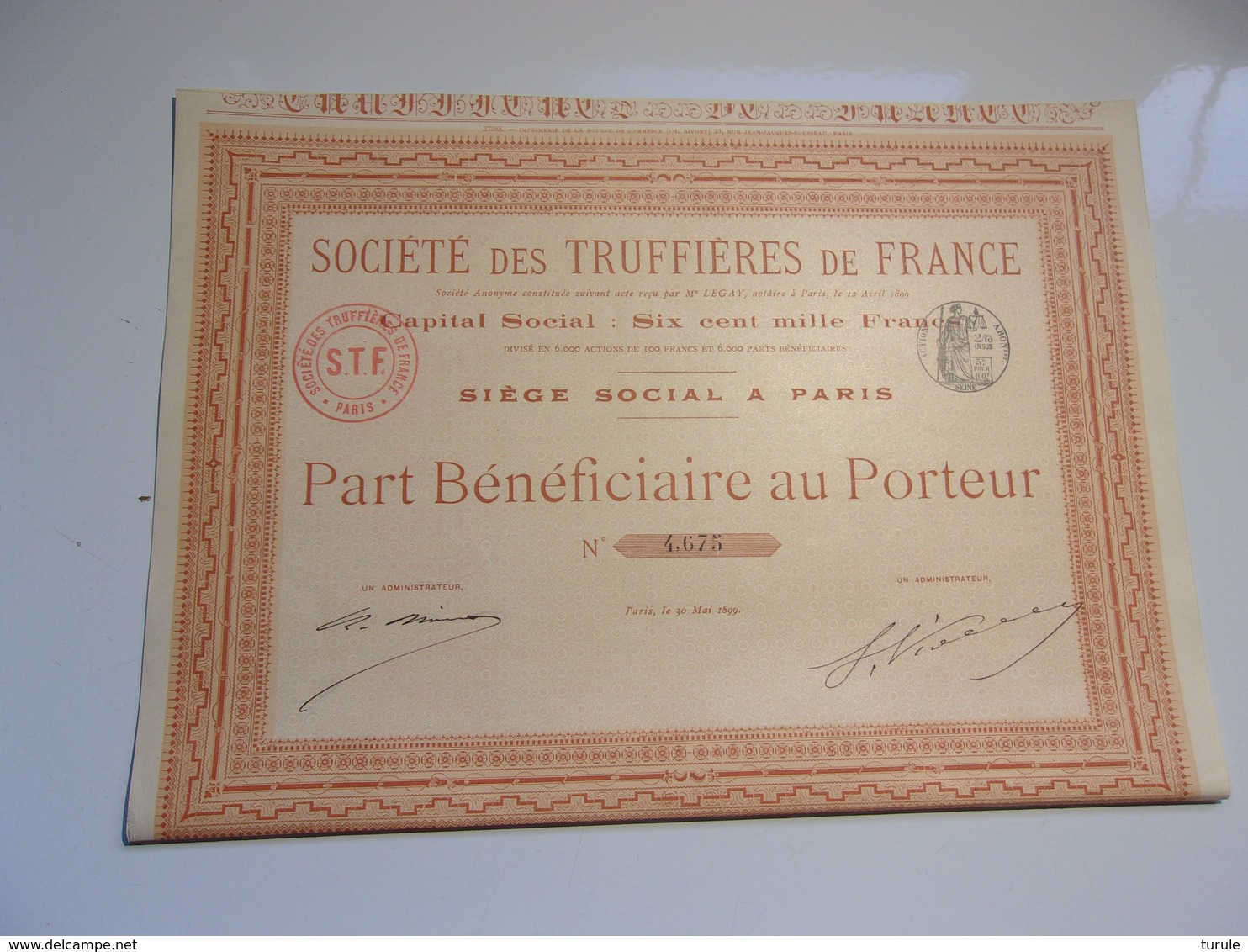 TRUFFIERES DE FRANCE (1899) - Altri & Non Classificati