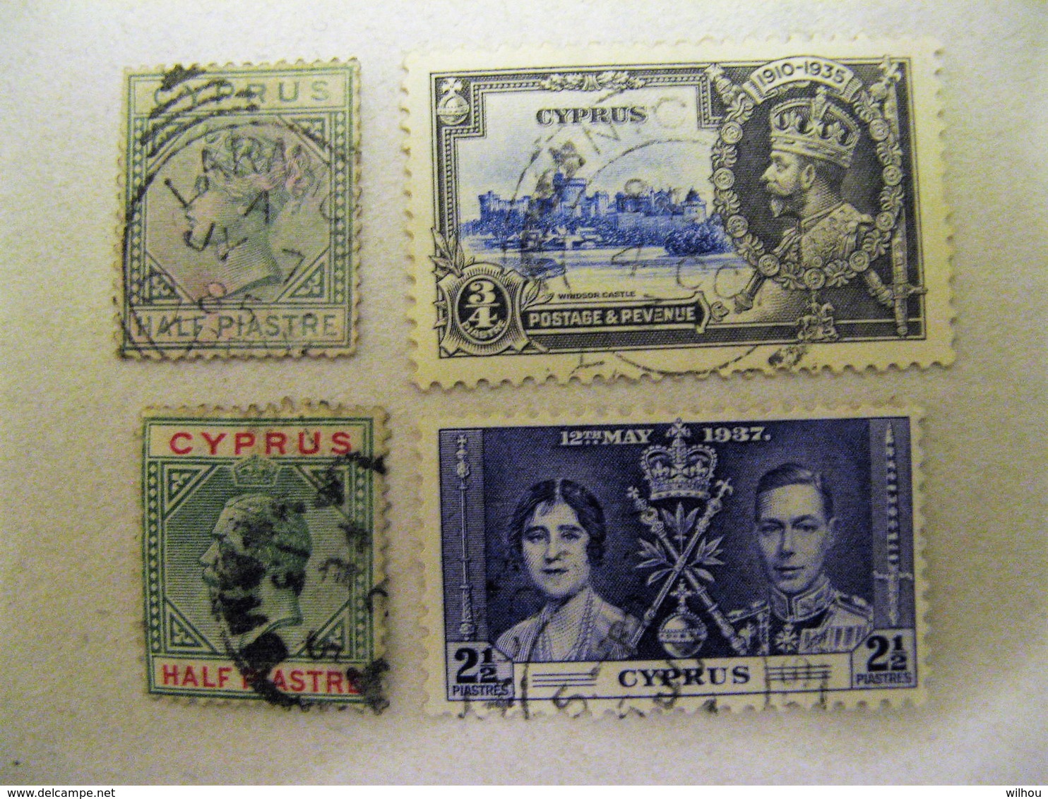 LOT DE 4 TIMBRES OBLITERES CHYPRE REINE VICTORIA GEORGE V JUBILEE KING G.V COURONNT GEORGE VI - Oblitérés