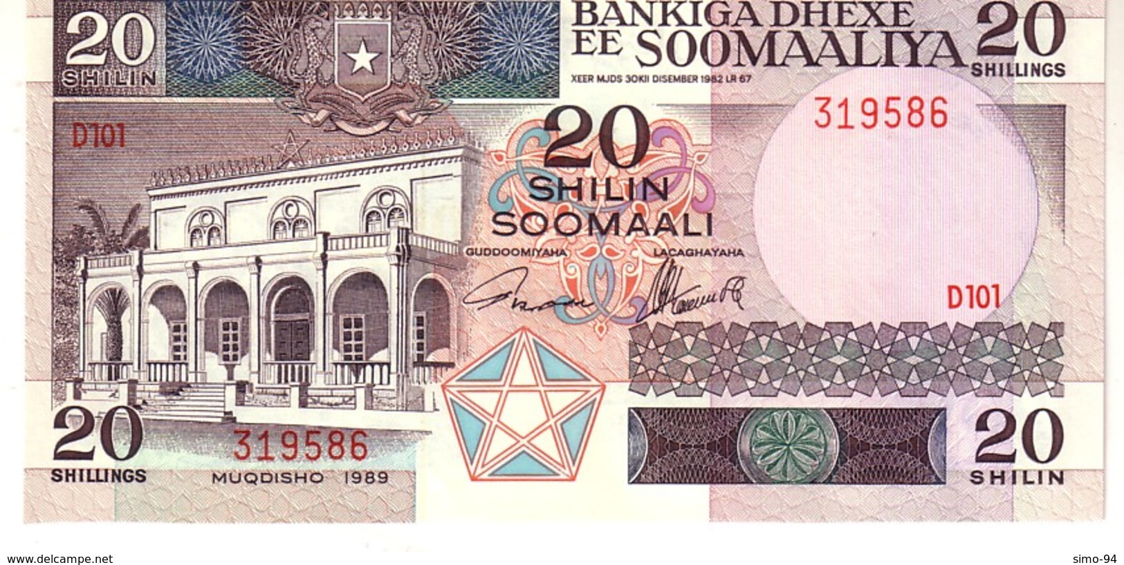 Somalia P.33 20 Shillings 1989  Unc - Somalië