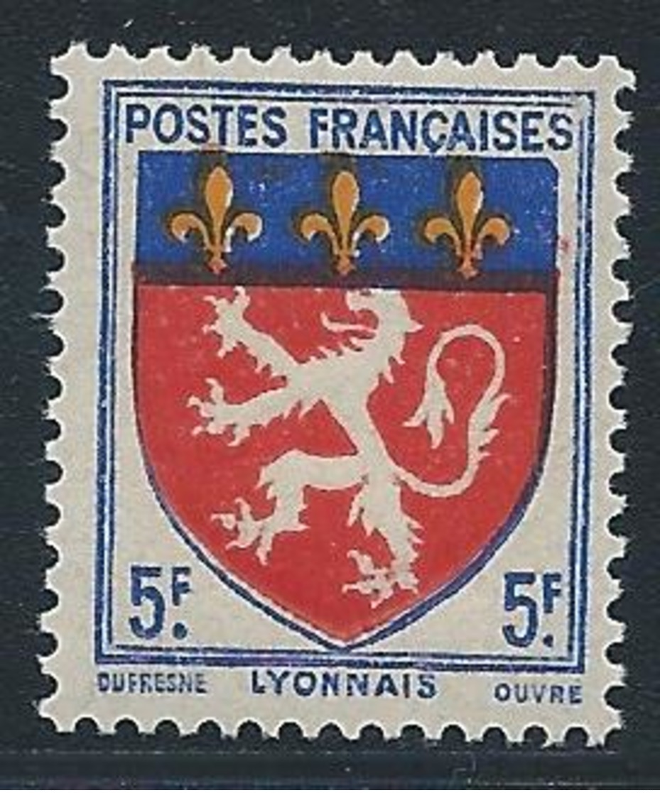 FRANCE 1943 - YT N°572 - 5 F. Outremer, Rouge Et Jaune - Armoiries De Provinces - Lyonnais - Neuf** - TTB Etat - 1941-66 Armoiries Et Blasons