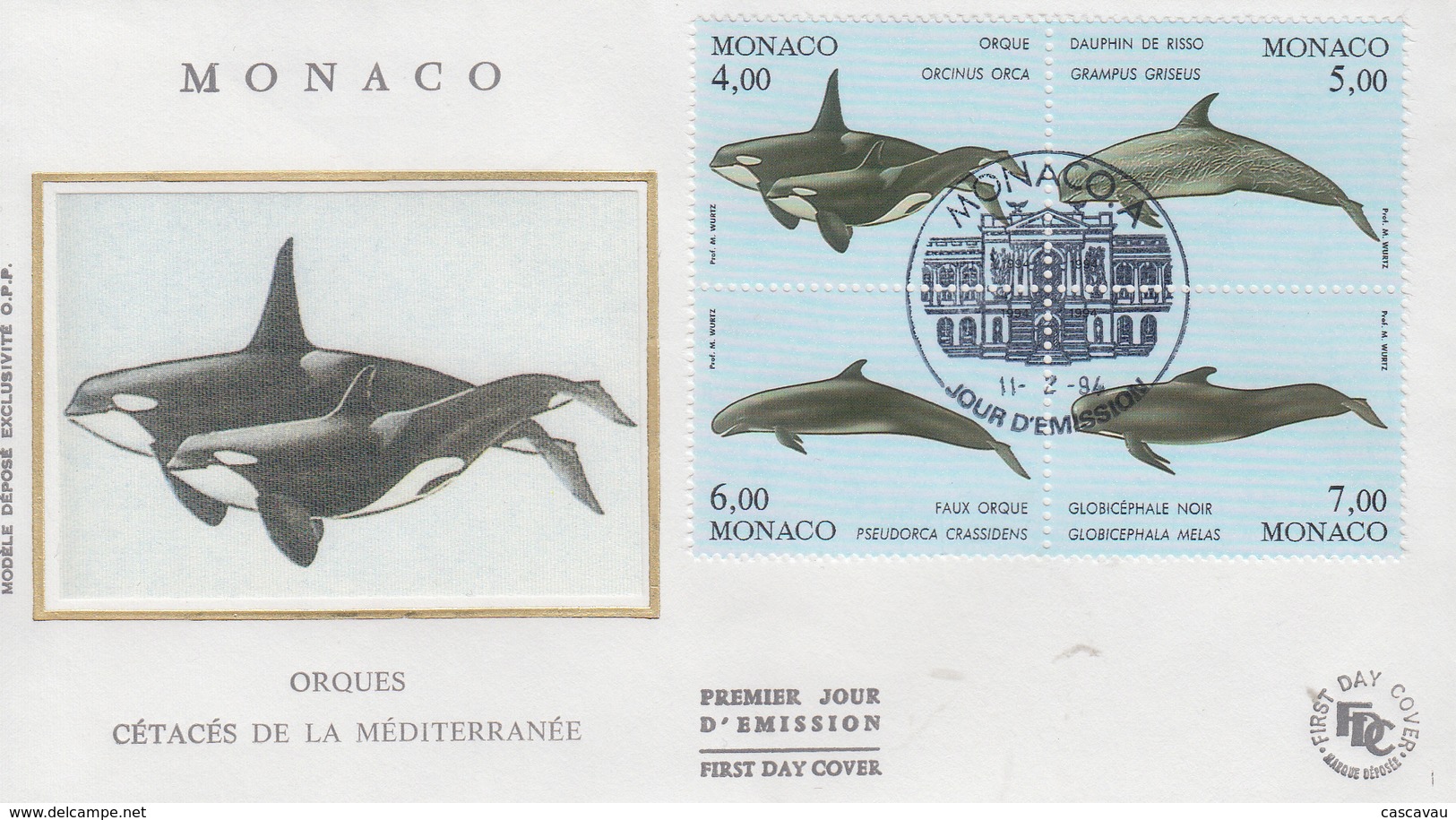 Enveloppe  FDC  1er  Jour    MONACO    Orques    Cétacés  De  La  Méditerranée   1992 - Autres & Non Classés