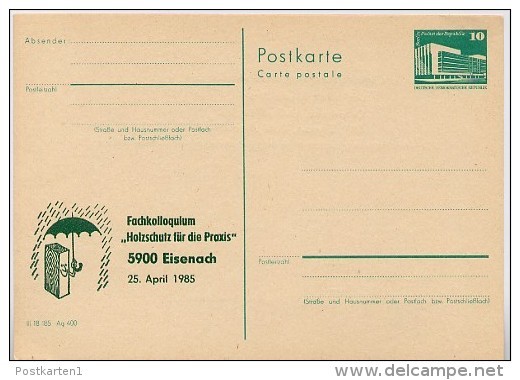 DDR P84-8-85 C112 Postkarte Zudruck HOLZSCHUTZ EISENACH 1985 - Privatpostkarten - Ungebraucht