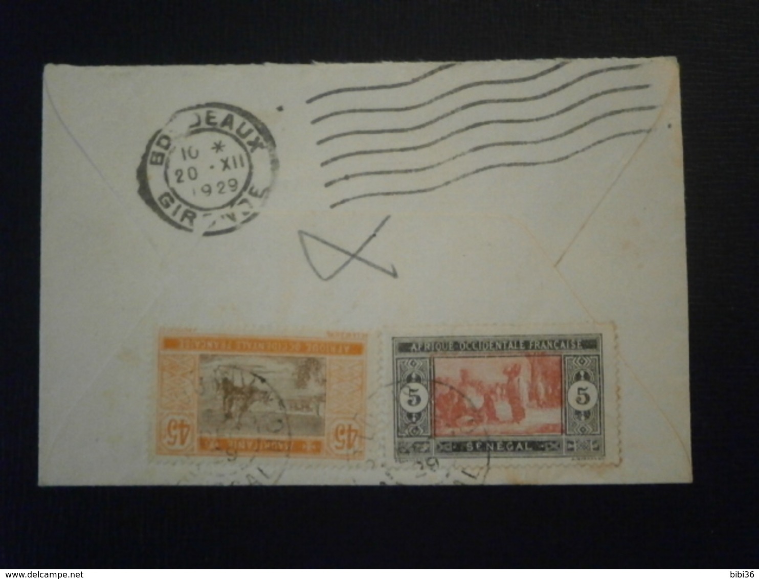 AOF MAURITANIE SENEGAL TIMBRE LETTRE ENVELOPPE COVER AVION SAINT LOUIS BORDEAUX GIRONDE MIXTE - Brieven En Documenten