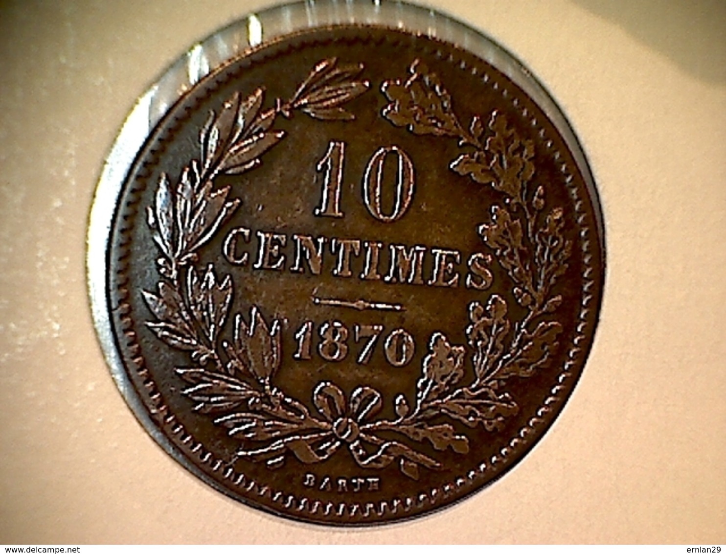 Luxembourg 10 Centimes 1870 Sans Point S/Barth - Luxemburgo