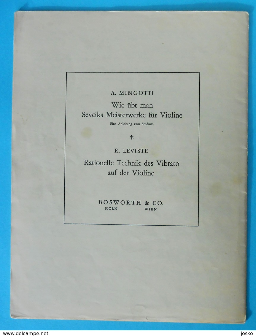 O. SEVCIK - Meisterwerke Fur Violine * By Bosworth & Co. (1901.) * Violin Violon Violino Classical Music Musique Musik - S-U