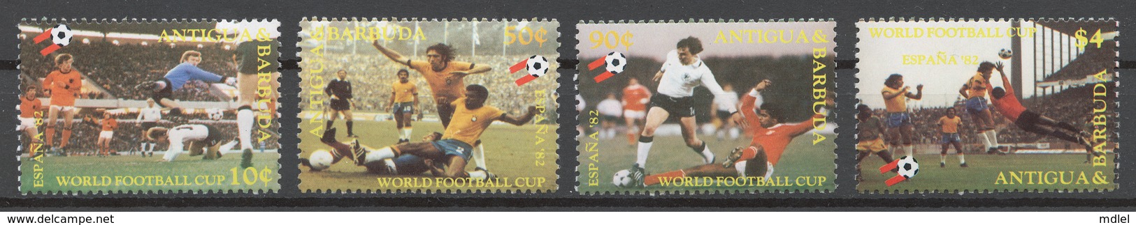 Antigua And Barbuda 1982 Mi# 659-62C** FOOTBALL WORLD CUP SPAIN 1982 - Antigua Et Barbuda (1981-...)