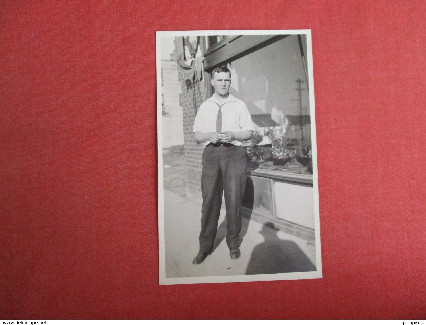 RPPC   Man Outside Store    Ref. 3084 - To Identify