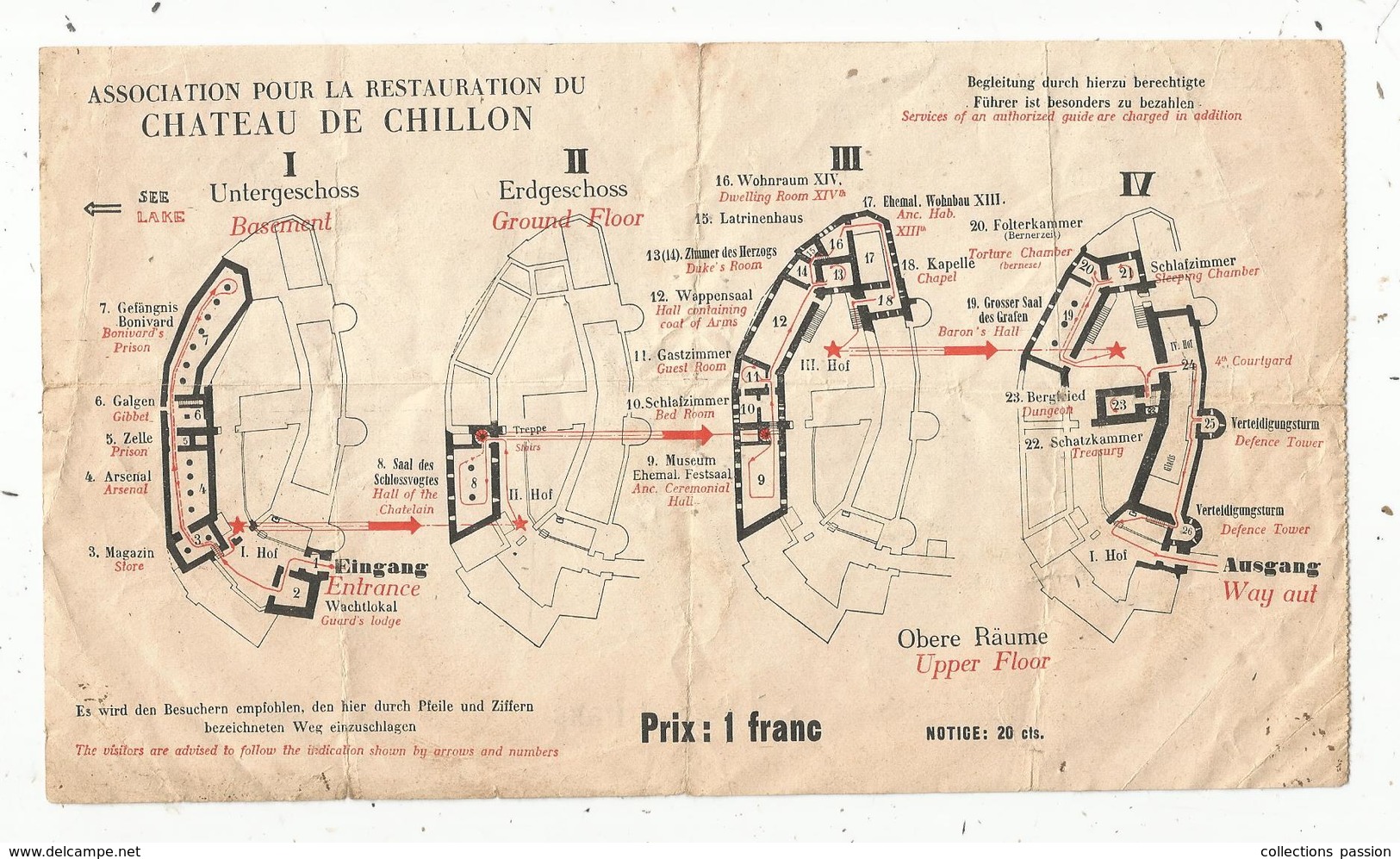 Ticket D'entrée , 1 Franc , Association Pour La Restauration Du Château De CHILLON , Veytaux , Suisse , Frais Fr 1.45 E - Eintrittskarten