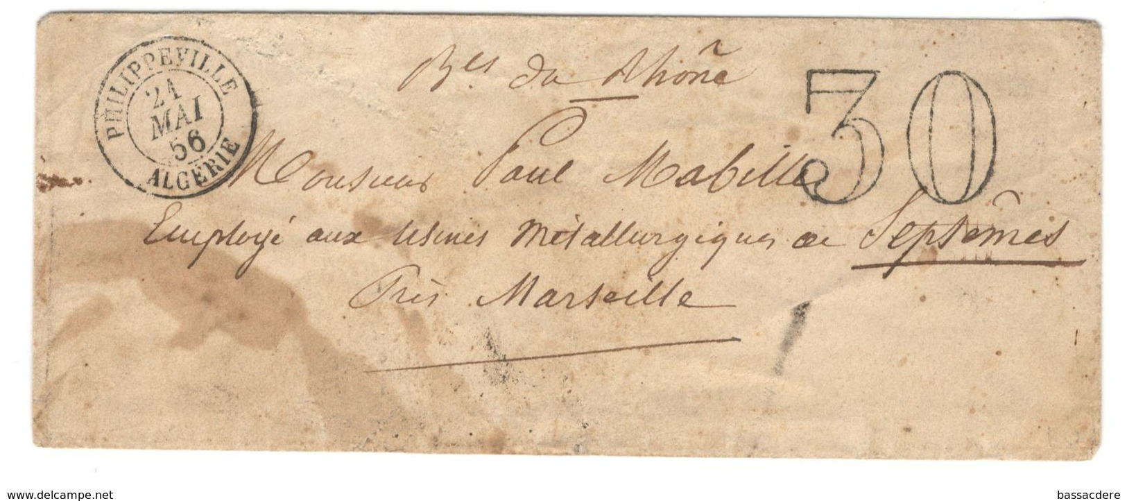 10238 - PHILIPPEVILLE 1856 - Lettres & Documents